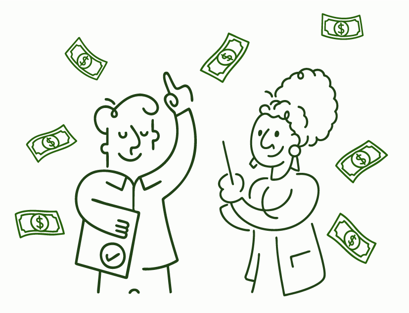 Person reviewing financial options